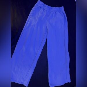 Women’s Blue Elastic-Waist Wide-Leg Pants
